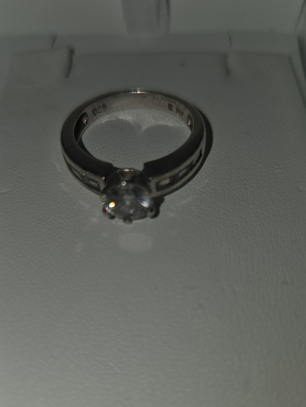 Sterling Silver Round Solitaire Engagement Ring - White